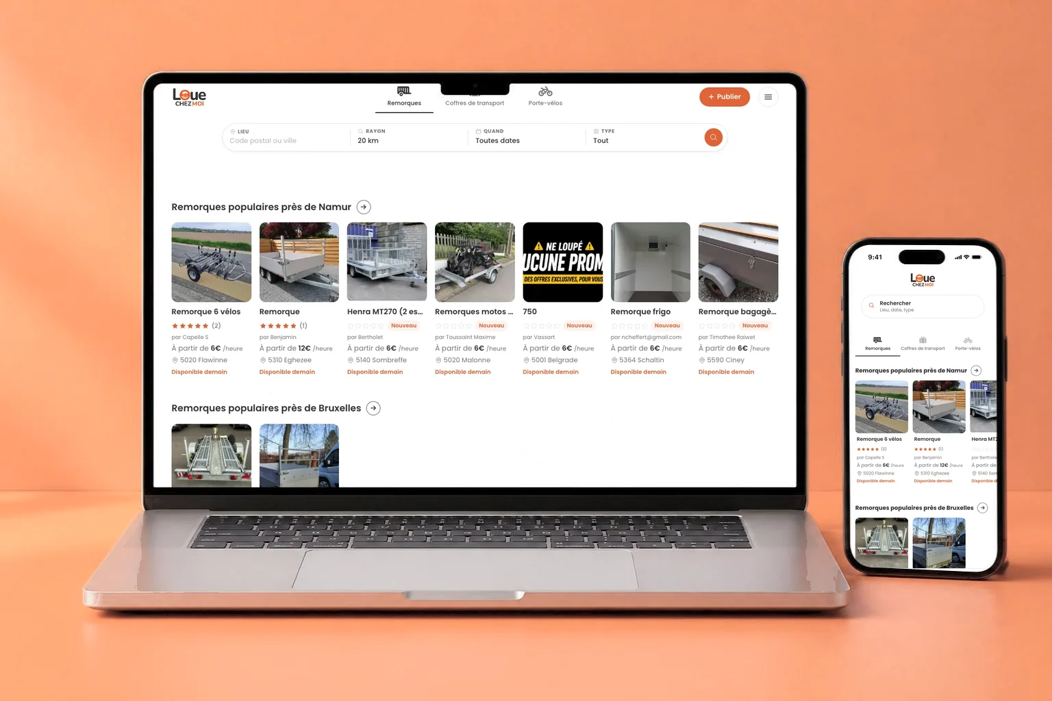 Le site LoueChezMoi affiché sur un ordinateur portable et sur un téléphone